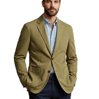 Herren-Blazer mit Knopfleiste und aufgesetzten Taschen in Khaki