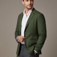Herren-Blazer mit Knopfleiste und aufgesetzten Taschen in Armeegrün