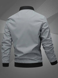 Simon | Herren Bomber Jacket Lässige Polyester Collegejacke Mit Baseball-Kragen in Space Grau