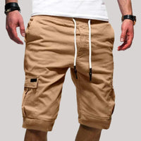 Herren Cargo Shorts mit Kordelzugbund und Mehreren Taschen in Khaki