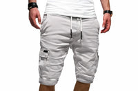 Herren Cargo Shorts mit Kordelzugbund und Mehreren Taschen in Weiß