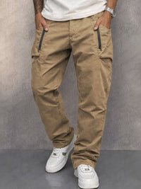 Herren-Cargohose mit Reißverschlusstaschen in Khaki