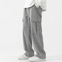 Herren Cord-Cargohose mit weitem Bein in Grau
