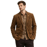 Herren-Cordblazer mit Knopfverschluss in Braun