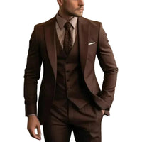 Herren Dreiteiliger Anzug Set mit Sakko, Weste und Hose in Braun