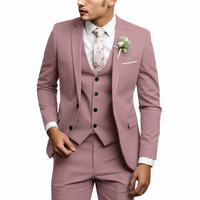 Herren Dreiteiliger Anzug Set mit Sakko, Weste und Hose in Rosa