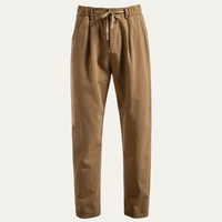 Herren Hose mit Faltenbund, Kordelzug und Reißverschluss in Khaki