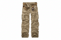 Herren Hose mit Mehrfachen Aufgesetzten Taschen und Gürtelstruktur in Khaki