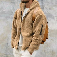 Herren Jacke mit Kapuze, Reißverschluss vorne und langen Ärmeln in Camel