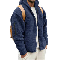 Herren Jacke mit Kapuze, Reißverschluss vorne und langen Ärmeln in Marineblau