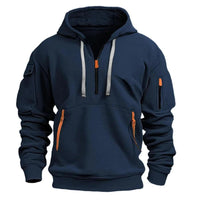 Herren Kapuzenpullover mit Reißverschlusstaschen in Marineblau