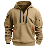 Herren Kapuzenpullover mit Reißverschlusstaschen in Khaki