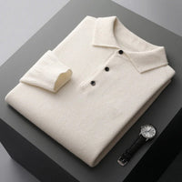 Sebastian | Herren Kaschmir Polo Strickpullover in Weiß