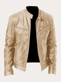 Stefan | Herren Klassische Slim-Fit Echtleder Bikerjacke in Gold
