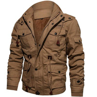Herren Mehrtaschenjacke mit Reißverschluss und Innenfutter in Kamel