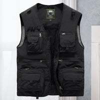 Tobias | Herren Outdoor-Gilet atmungsaktiv Nylon Multitaschen-Weste in Schwarz