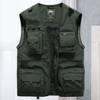 Tobias | Herren Outdoor-Gilet atmungsaktiv Nylon Multitaschen-Weste in Armeegrün