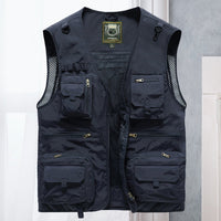 Tobias | Herren Outdoor-Gilet atmungsaktiv Nylon Multitaschen-Weste in Dunkelblau