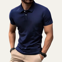 Herren-Poloshirt mit kurzen Ärmeln und Knopfleiste in Marineblau