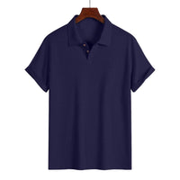 Herren Poloshirt mit Strukturmuster und Knopfleiste in Marineblau