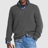 Lukas | Herren Gerippter Quarter-Zip Strickpullover in Grau