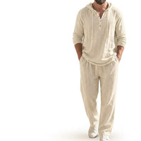 Herren-Set aus Kapuzenpullover und Hose in Weiß