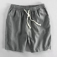 Herren-Shorts aus Leinenmischgewebe mit Kordelzug in Grau