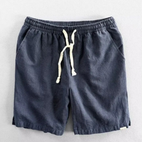 Herren-Shorts aus Leinenmischgewebe mit Kordelzug in Blau