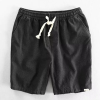 Herren-Shorts aus Leinenmischgewebe mit Kordelzug in Schwarz