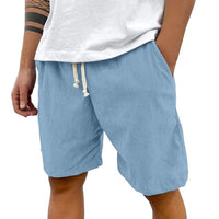 Herren Shorts mit Kordelzug und aufgenähtem Etikett in Hellblau