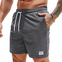 Herren Shorts mit Kordelzug und aufgenähtem Etikett in Grau