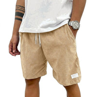 Herren Shorts mit Kordelzug und aufgenähtem Etikett in Beige