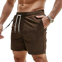 Herren Shorts mit Kordelzug und aufgenähtem Etikett in Braun