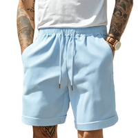 Herren Shorts mit Kordelzug und Umschlagsaum in Hellblau