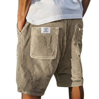 Herren Shorts mit Rippenstruktur und aufgesetzten Taschen in Khaki