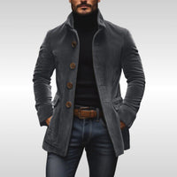 Matthias | Herren Slim-Fit Cord Wool Coat mit Stehkragen in Grau