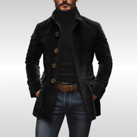 Matthias | Herren Slim-Fit Cord Wool Coat mit Stehkragen in Schwarz