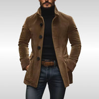 Matthias | Herren Slim-Fit Cord Wool Coat mit Stehkragen in Hellbraun