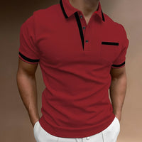 Herren Slim Fit Poloshirt mit Kontrastbesatz in Rot