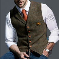 Felix | Herren Slim-Fit Tweed-Gilet mit Zierknöpfen und Brusttasche in Braun
