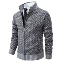 Herren Strickjacke mit Reißverschluss und Stehkragen in Grau