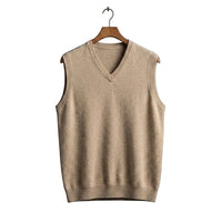 Herren-Strickweste mit V-Ausschnitt in Beige