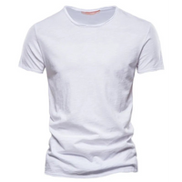 Herren-T-Shirt mit Rundhalsausschnitt und Flammgarn-Struktur in Weiß