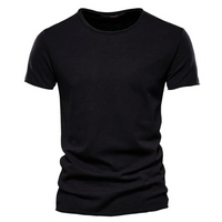 Herren-T-Shirt mit Rundhalsausschnitt und Flammgarn-Struktur in Schwarz