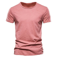 Herren-T-Shirt mit Rundhalsausschnitt und Flammgarn-Struktur in Rosa