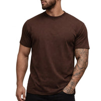 Herren-T-Shirt mit Rundhalsausschnitt und kurzen Ärmeln in Braun