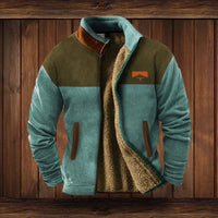 Niklas | Herren Western-Cardigan Fleece gefüttert mit Azteken-Aufdruck in Blau