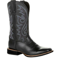 Herren Westernstiefel mit geprägtem Schaft und Zuglaschen in Schwarz