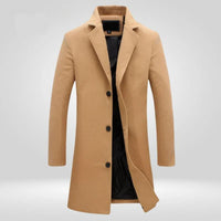 Florian | Herren Wool Coat Einreihiger Langer Wintermantel in Beige
