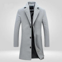 Florian | Herren Wool Coat Einreihiger Langer Wintermantel in Grau